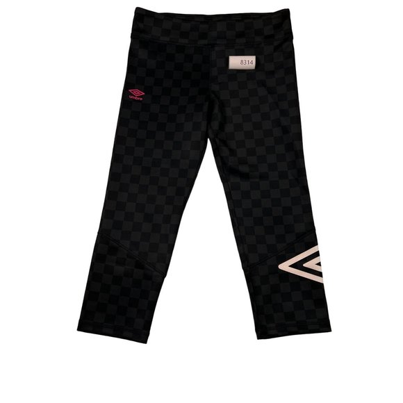 UMBRO Pants Jr. Women's Checkered Straight Leg Yoga Capri Stretch Black Gray XL - Picture 13 of 13